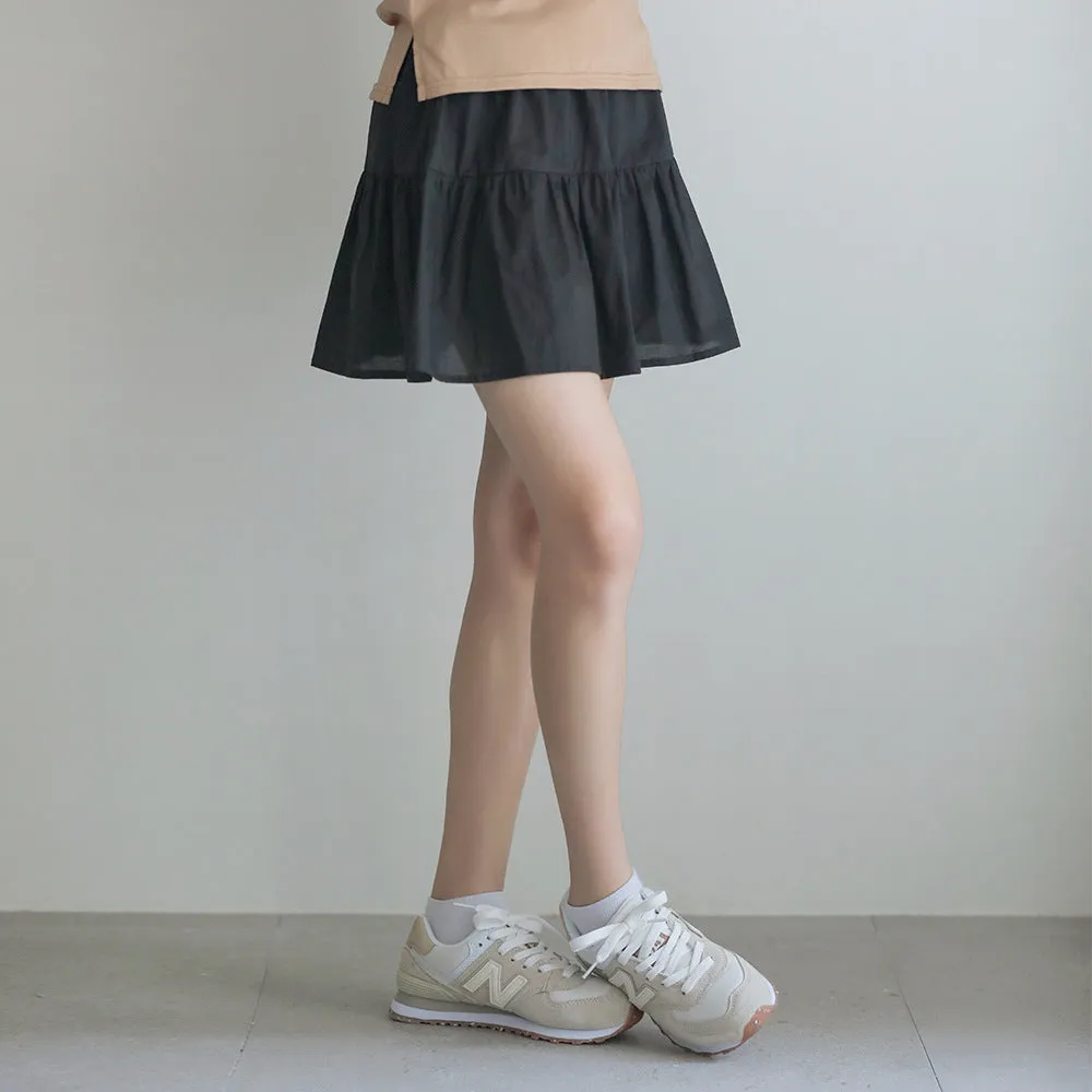 日系 口袋背心 短款裙裤 套装 Patched Pocket Sleeveless Tops & Tier Ruffle Skort