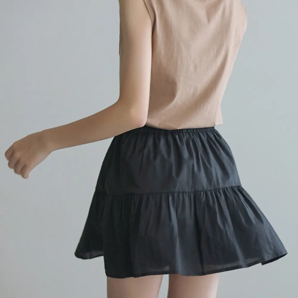 日系 口袋背心 短款裙裤 套装 Patched Pocket Sleeveless Tops & Tier Ruffle Skort