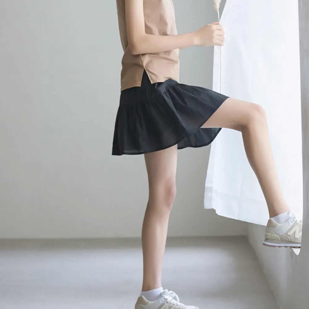 日系 口袋背心 短款裙裤 套装 Patched Pocket Sleeveless Tops & Tier Ruffle Skort