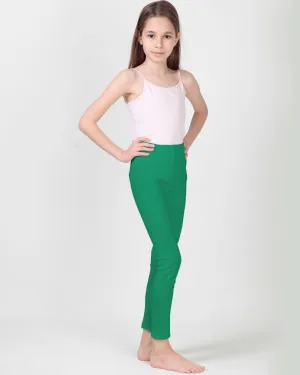 100% Organic Cotton High Waisted Ankle Length Leggings for Girls - Green
