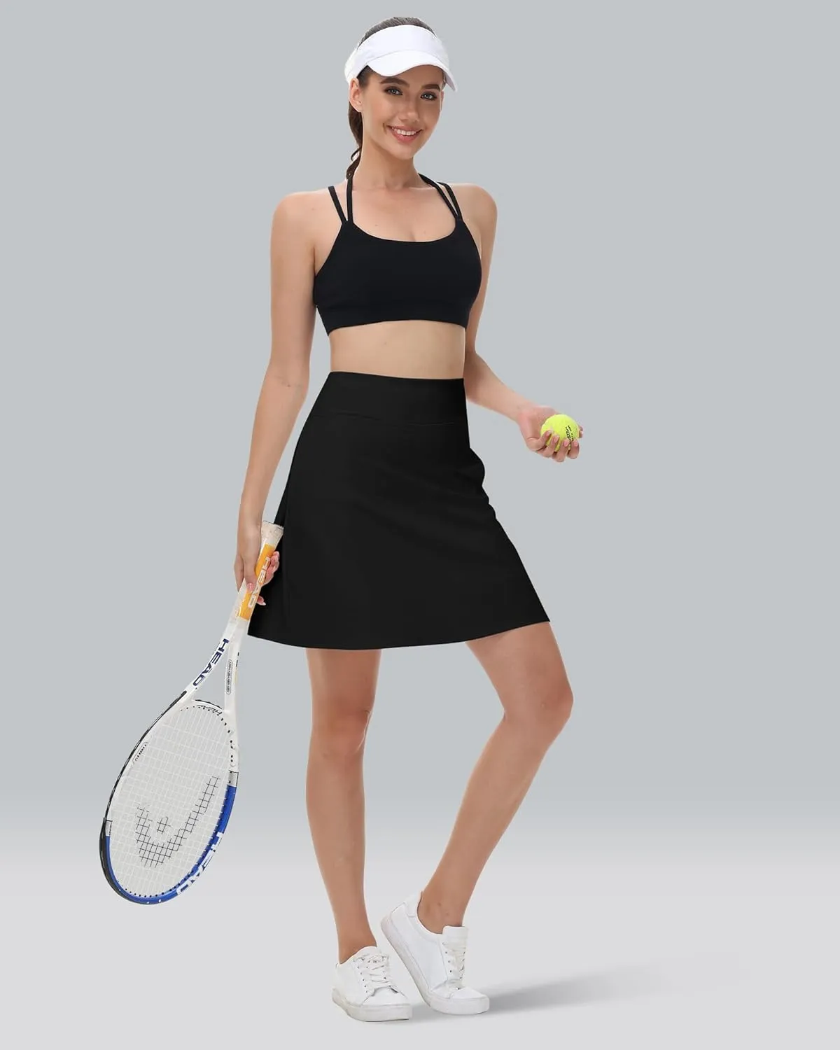 2 Pack Women's Knee Length Skorts with 4 Pockets 20" High Waisted Tennis Skirt Casual Athletic Golf Workout Summer