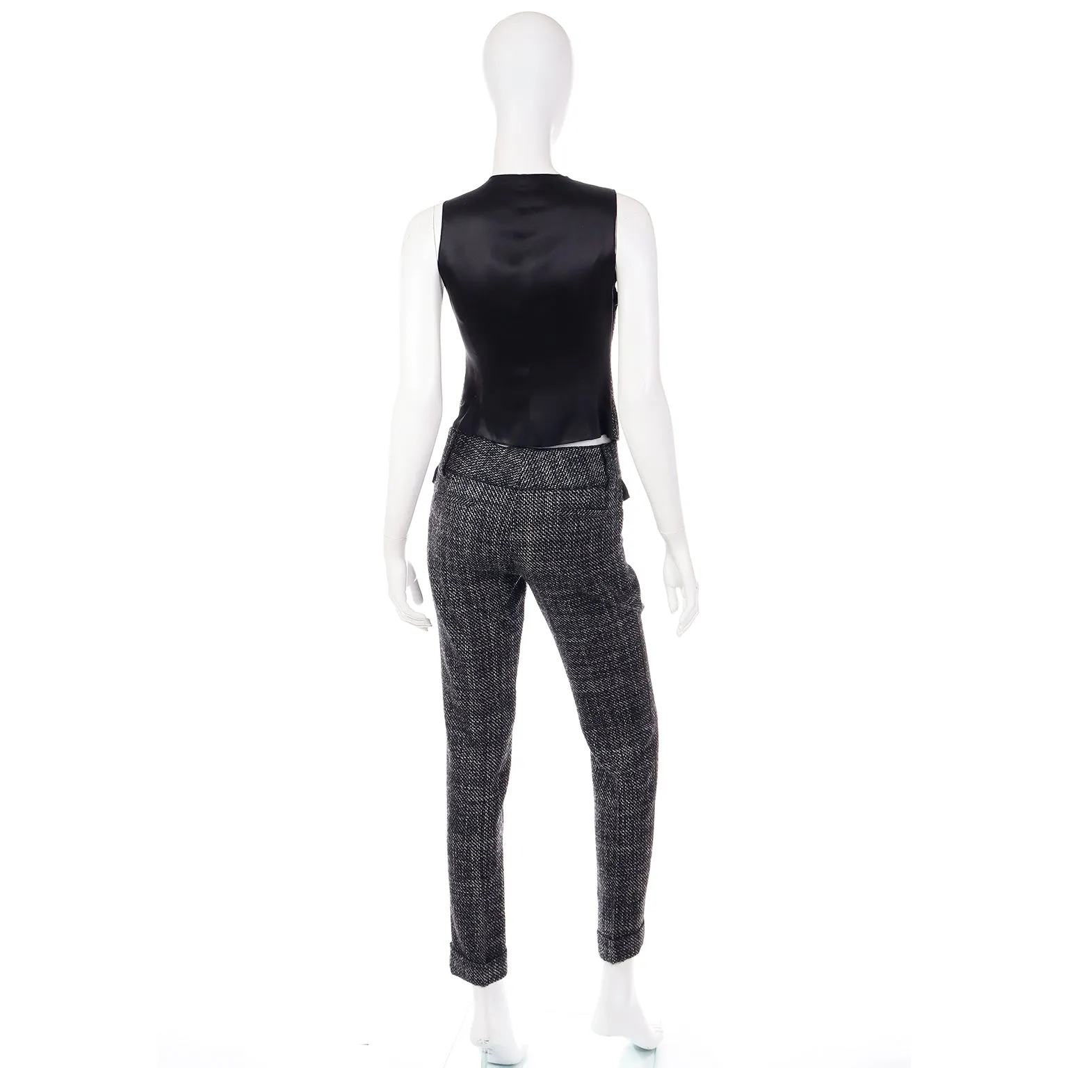 2000s Dolce & Gabbana 3 pc Black Tweed Jacket Vest & Trousers Suit
