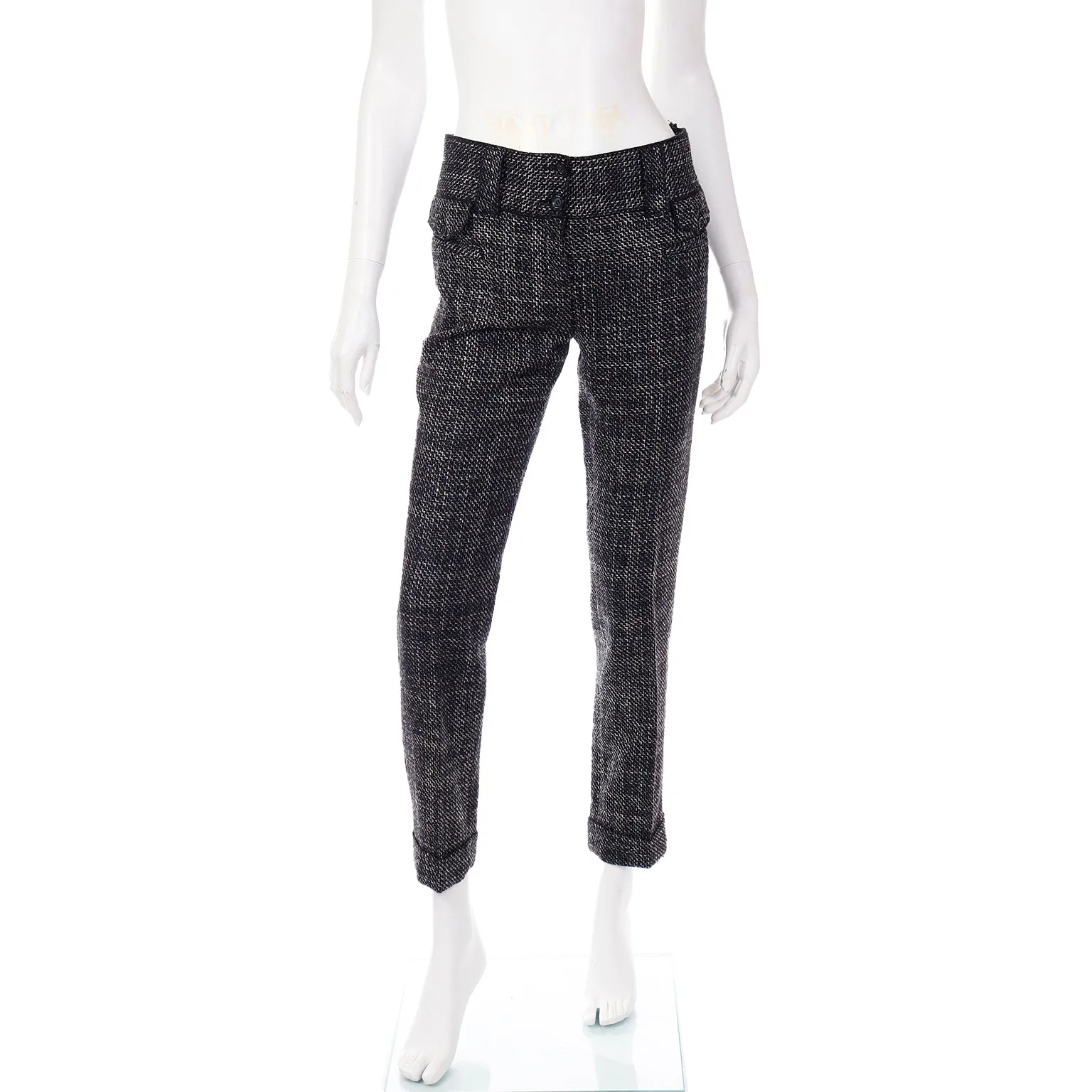 2000s Dolce & Gabbana 3 pc Black Tweed Jacket Vest & Trousers Suit