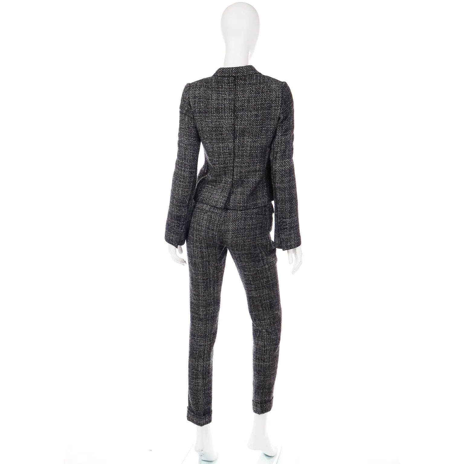 2000s Dolce & Gabbana 3 pc Black Tweed Jacket Vest & Trousers Suit
