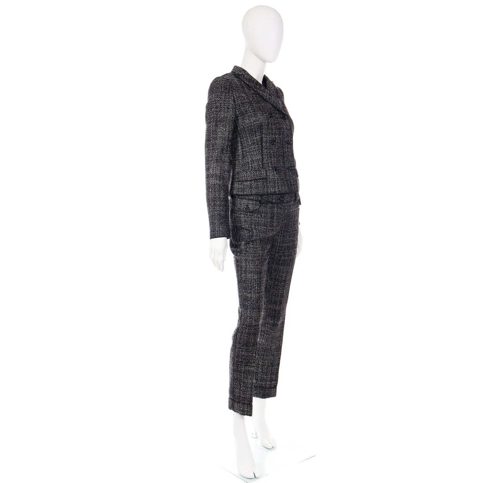 2000s Dolce & Gabbana 3 pc Black Tweed Jacket Vest & Trousers Suit