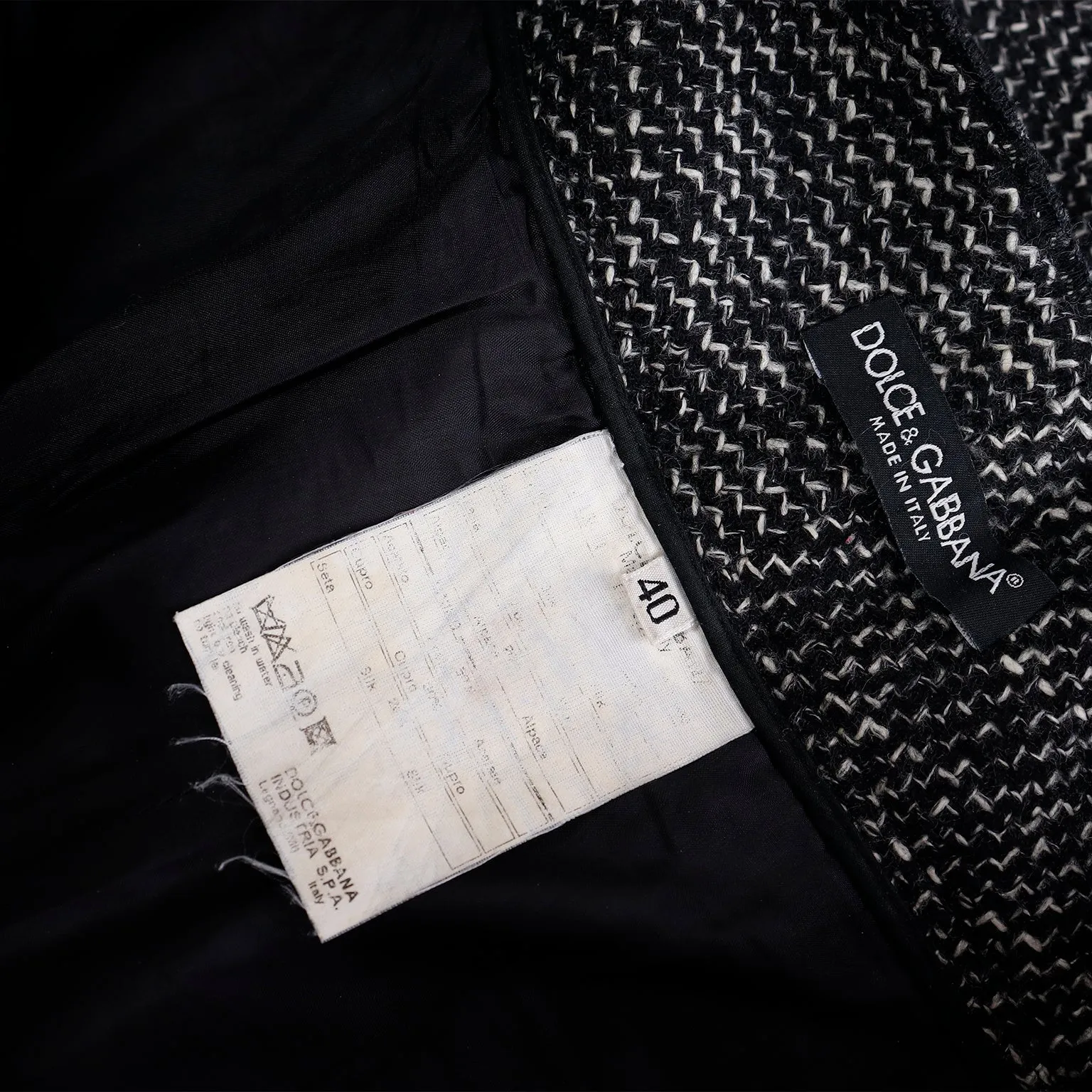 2000s Dolce & Gabbana 3 pc Black Tweed Jacket Vest & Trousers Suit