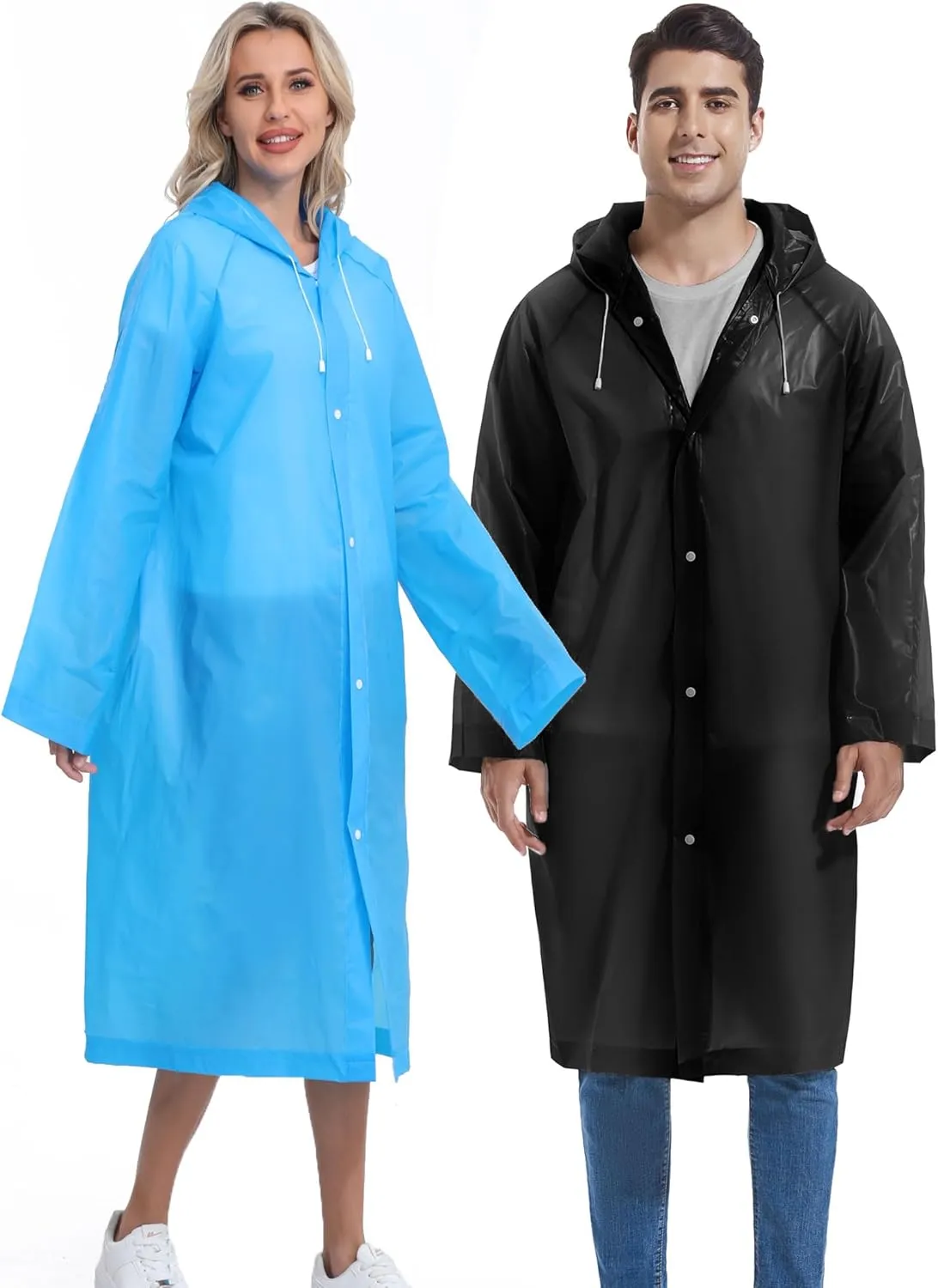 2PCS Borogo Rain Coats for Adults - Reusable Rain Jackets for Men & Women