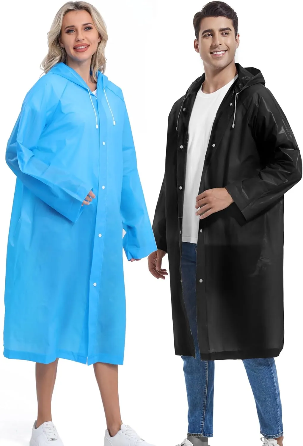 2PCS Borogo Rain Coats for Adults - Reusable Rain Jackets for Men & Women