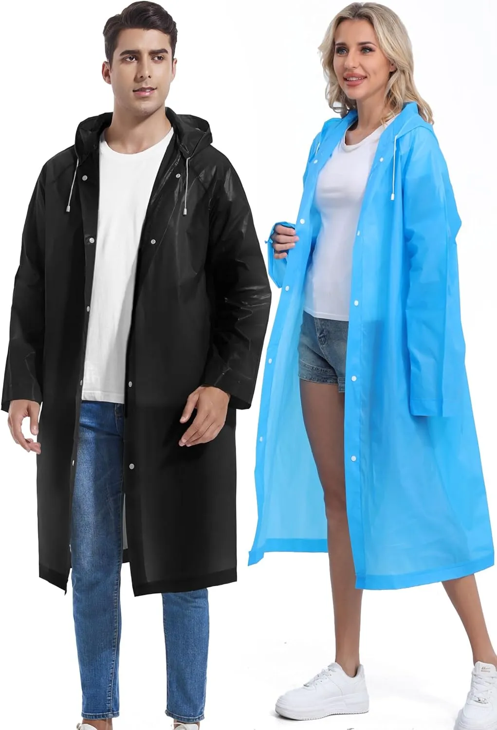 2PCS Borogo Rain Coats for Adults - Reusable Rain Jackets for Men & Women