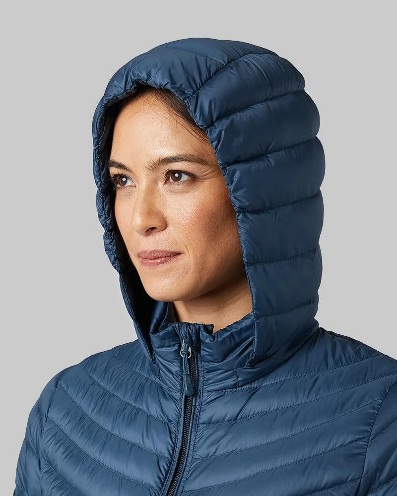 32 Degrees Women's 3/4 Ultra-Light Down Jacket| Slim Fit | Detachable Hood | Water Repellant