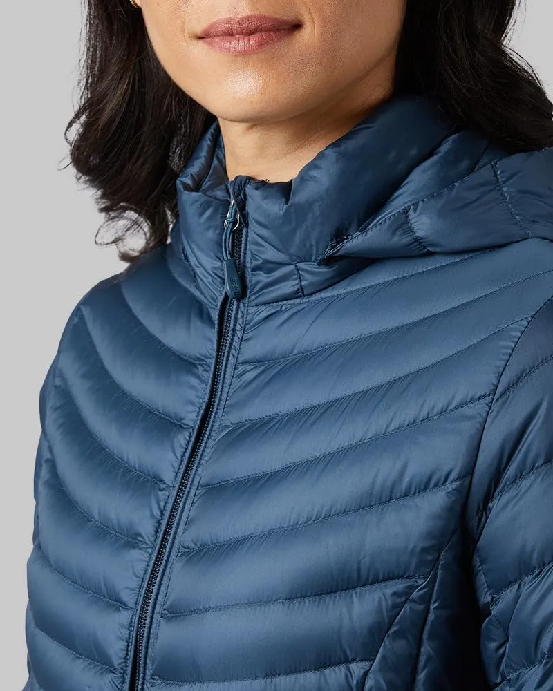32 Degrees Women's 3/4 Ultra-Light Down Jacket| Slim Fit | Detachable Hood | Water Repellant