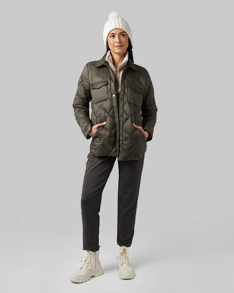32 Degrees Women's Lightweight Recycled Poly-Fill Shirt Jacket | Quilted | Semi-Fitted | Snap Pockets