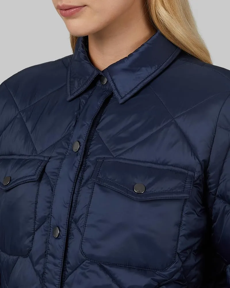 32 Degrees Women's Lightweight Recycled Poly-Fill Shirt Jacket | Quilted | Semi-Fitted | Snap Pockets