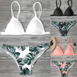 5 Color!! Sexy Swimwear Women Bikini Set Print Leaves Push-Up Padded Swimsuit Low Waist Bathing Beachwear Biquini Swimsuit 15