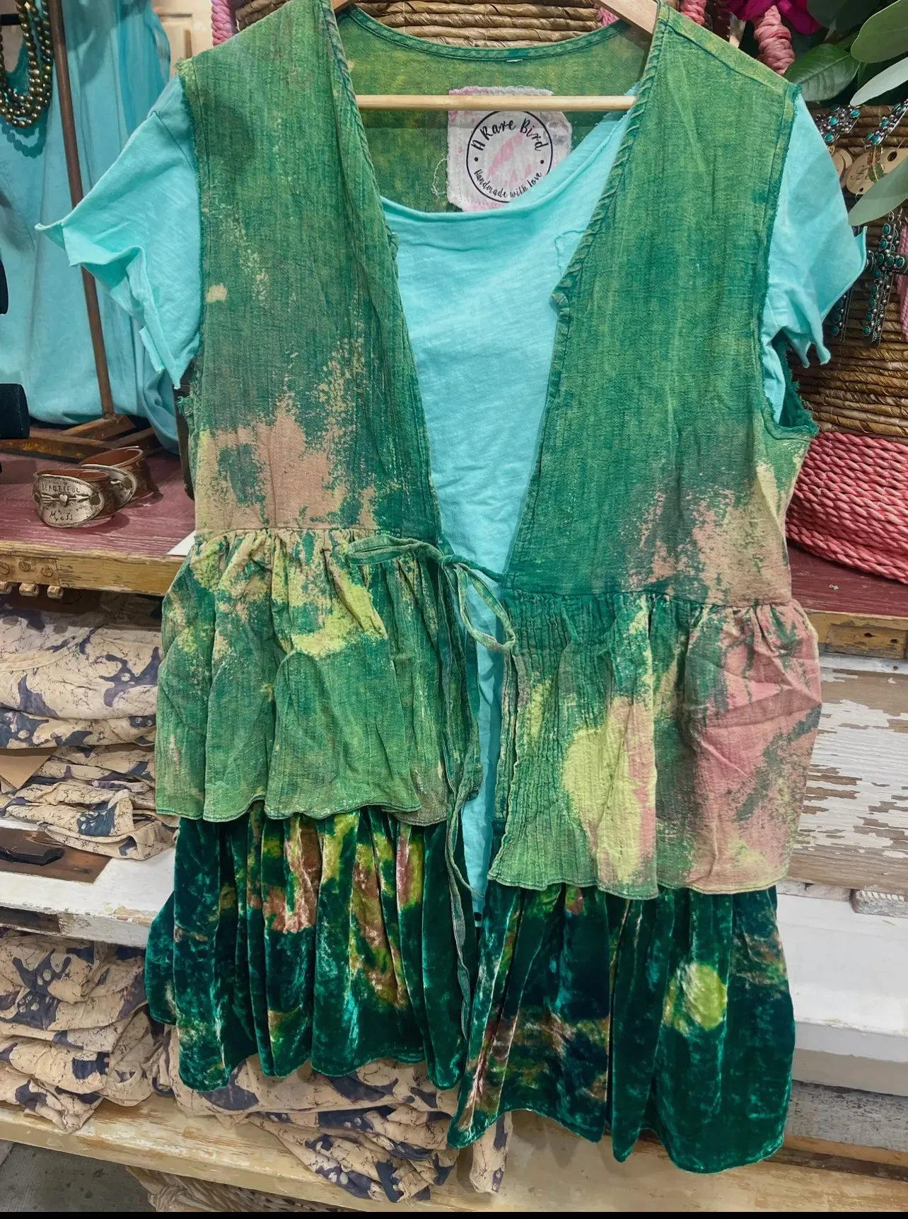 A RARE BIRD VELVET RUFFLE VEST