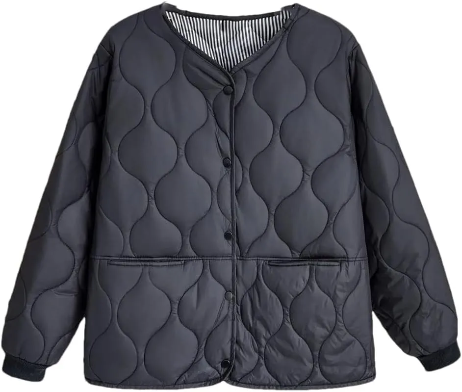 Alloaone Women Fall/Winter Thin Solid Color Small Cotton-Padded Parka Warm Coat