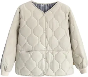 Alloaone Women Fall/Winter Thin Solid Color Small Cotton-Padded Parka Warm Coat