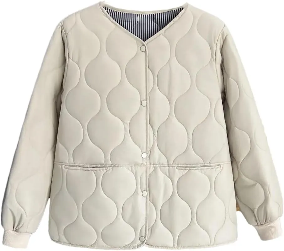 Alloaone Women Fall/Winter Thin Solid Color Small Cotton-Padded Parka Warm Coat