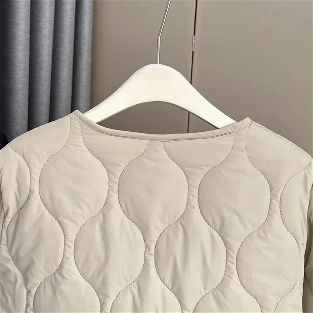Alloaone Women Fall/Winter Thin Solid Color Small Cotton-Padded Parka Warm Coat