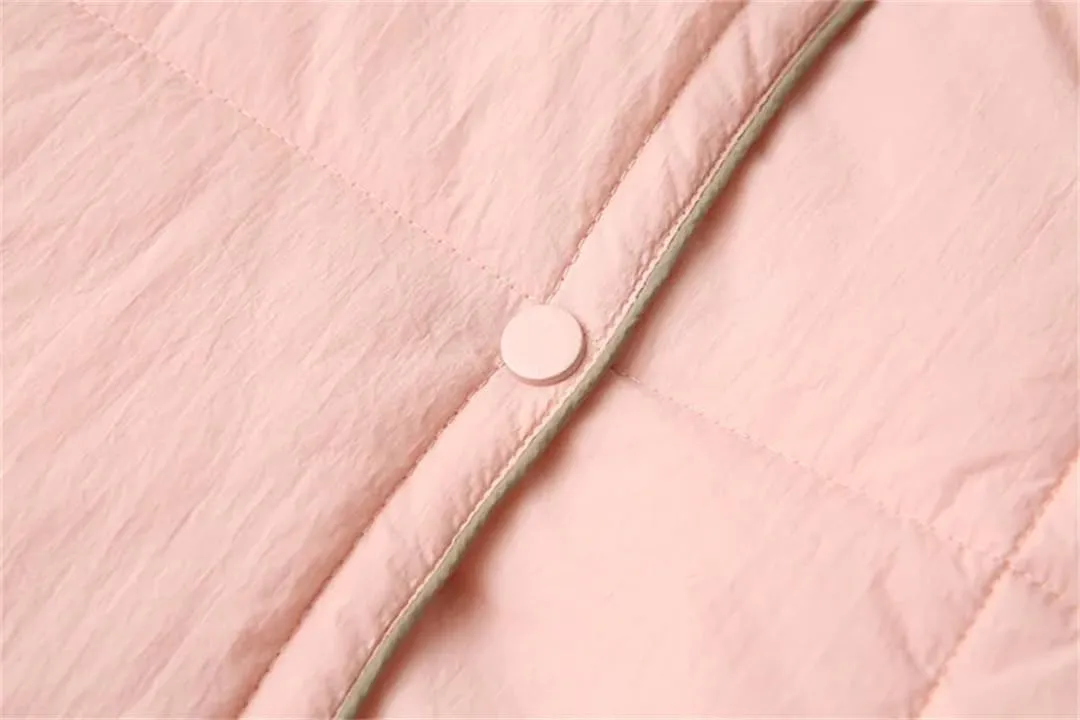 Alloaone Women Parka Autumn/Winter Square Contrast Color Cotton-Padded Coat