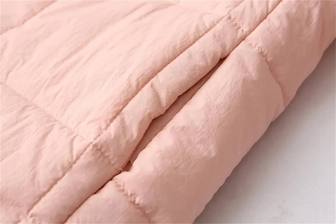 Alloaone Women Parka Autumn/Winter Square Contrast Color Cotton-Padded Coat