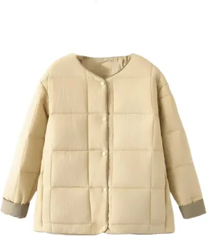 Alloaone Women Parka Autumn/Winter Square Contrast Color Cotton-Padded Coat