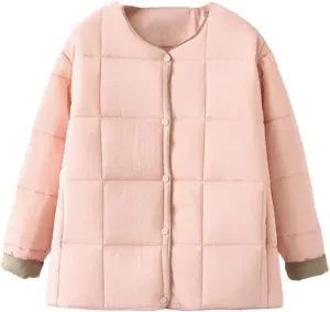Alloaone Women Parka Autumn/Winter Square Contrast Color Cotton-Padded Coat
