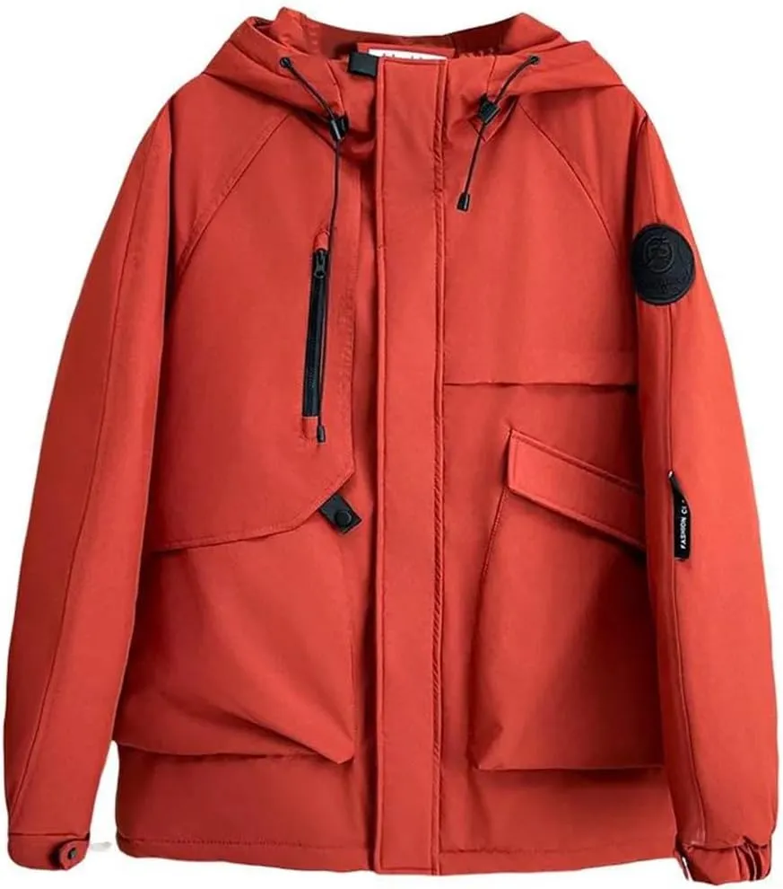 Alloaone Women Parka Winter Loose Label Hooded Outdoor Jacket Thicken Warm Cotton-Padded Coat