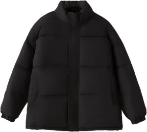 Alloaone Women Parka Winter Loose Thick Simple Version Stand Collar Solid Color Cotton-Padded Coat