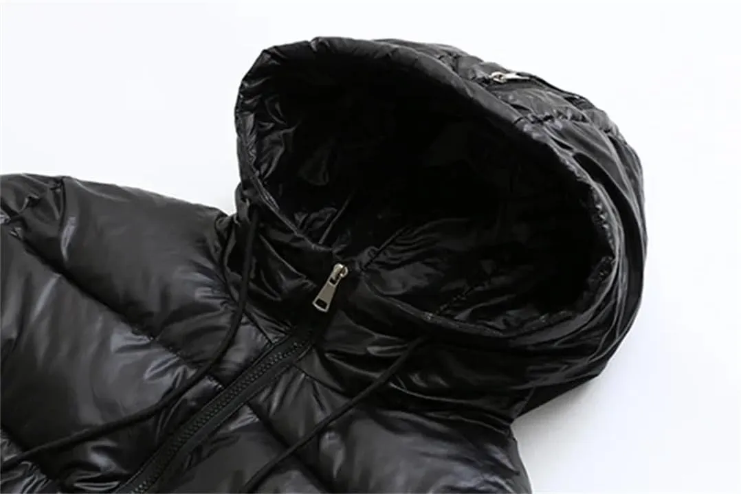 Alloaone Women Parka Winter Loose Zipper Hooded Long Cotton-Padded Warm Coat