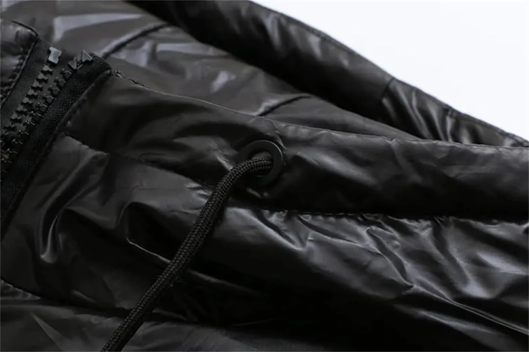 Alloaone Women Parka Winter Loose Zipper Hooded Long Cotton-Padded Warm Coat