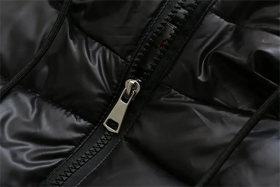 Alloaone Women Parka Winter Loose Zipper Hooded Long Cotton-Padded Warm Coat