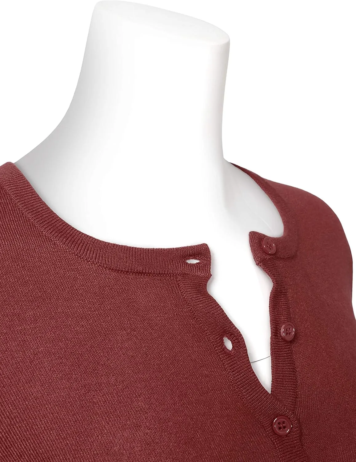 Allsense Womens Button Down 3/4 Sleeve Crew Neck Knit Cardigan Lightweight Soft Sweater