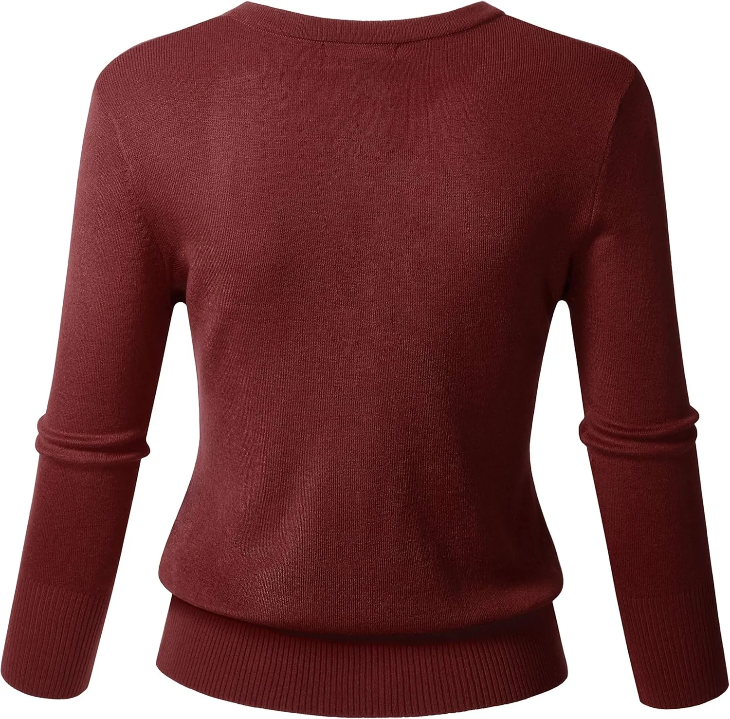 Allsense Womens Button Down 3/4 Sleeve Crew Neck Knit Cardigan Lightweight Soft Sweater