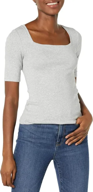 Amazon Essentials Women's Slim-Fit Half Sleeve Square Neck T-Shirt