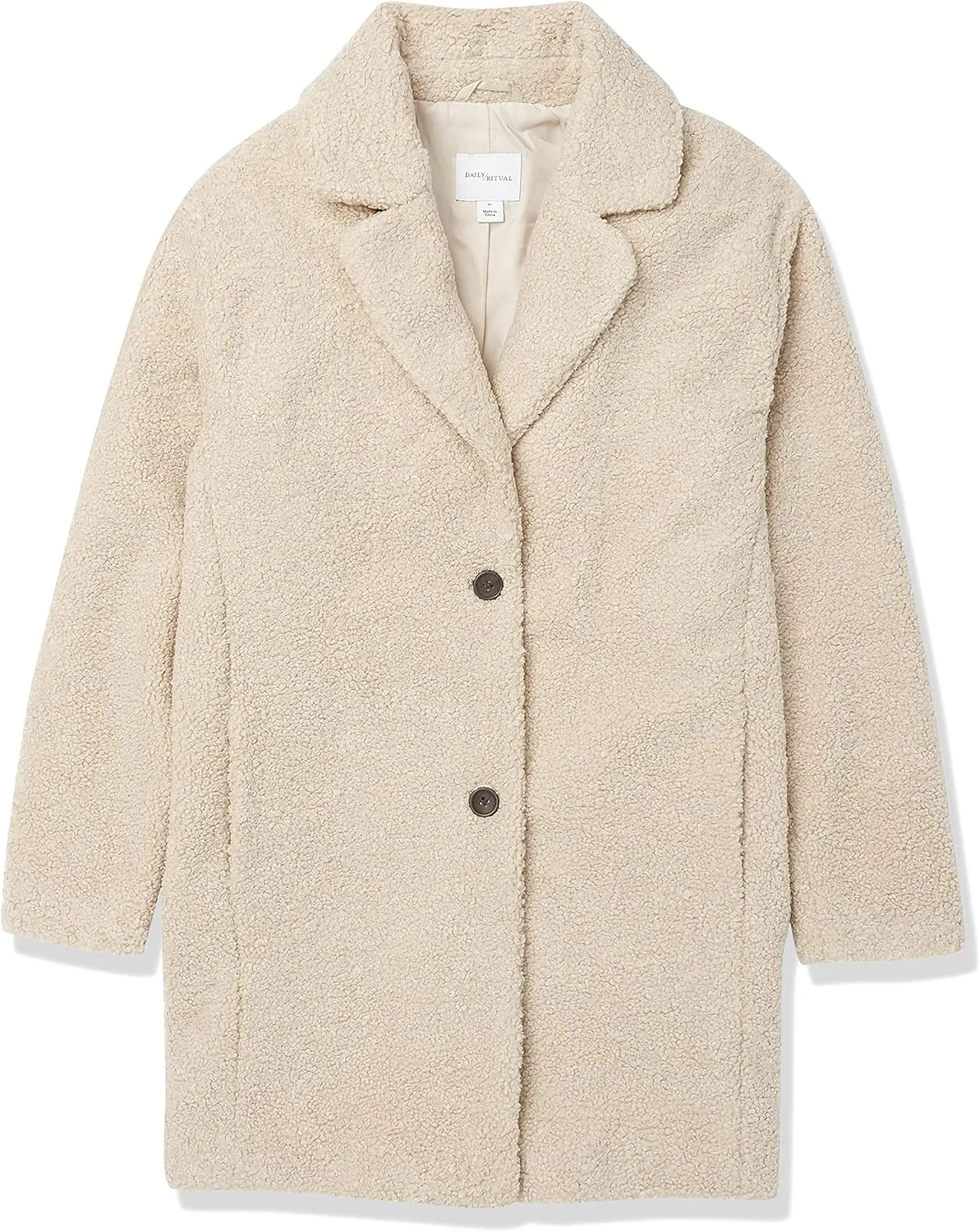 Amazon Essentials Women's Teddy Bear Fleece Oversized-Fit Lapel Jacket (Previously Daily Ritual)