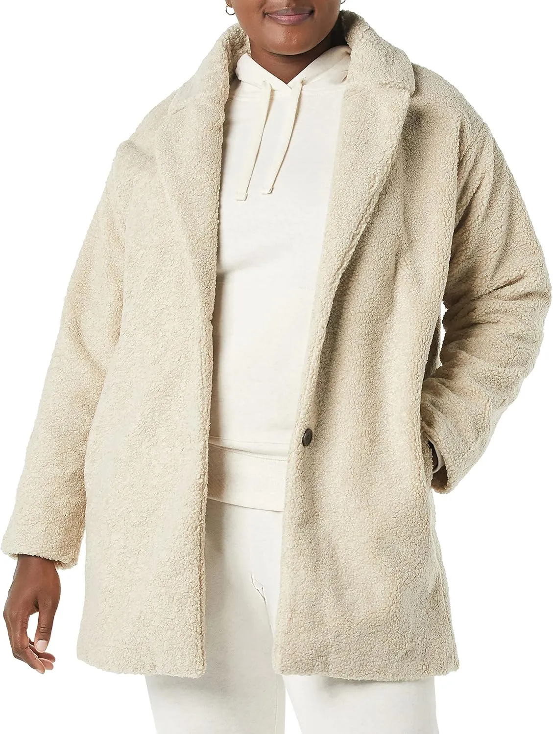 Amazon Essentials Women's Teddy Bear Fleece Oversized-Fit Lapel Jacket (Previously Daily Ritual)