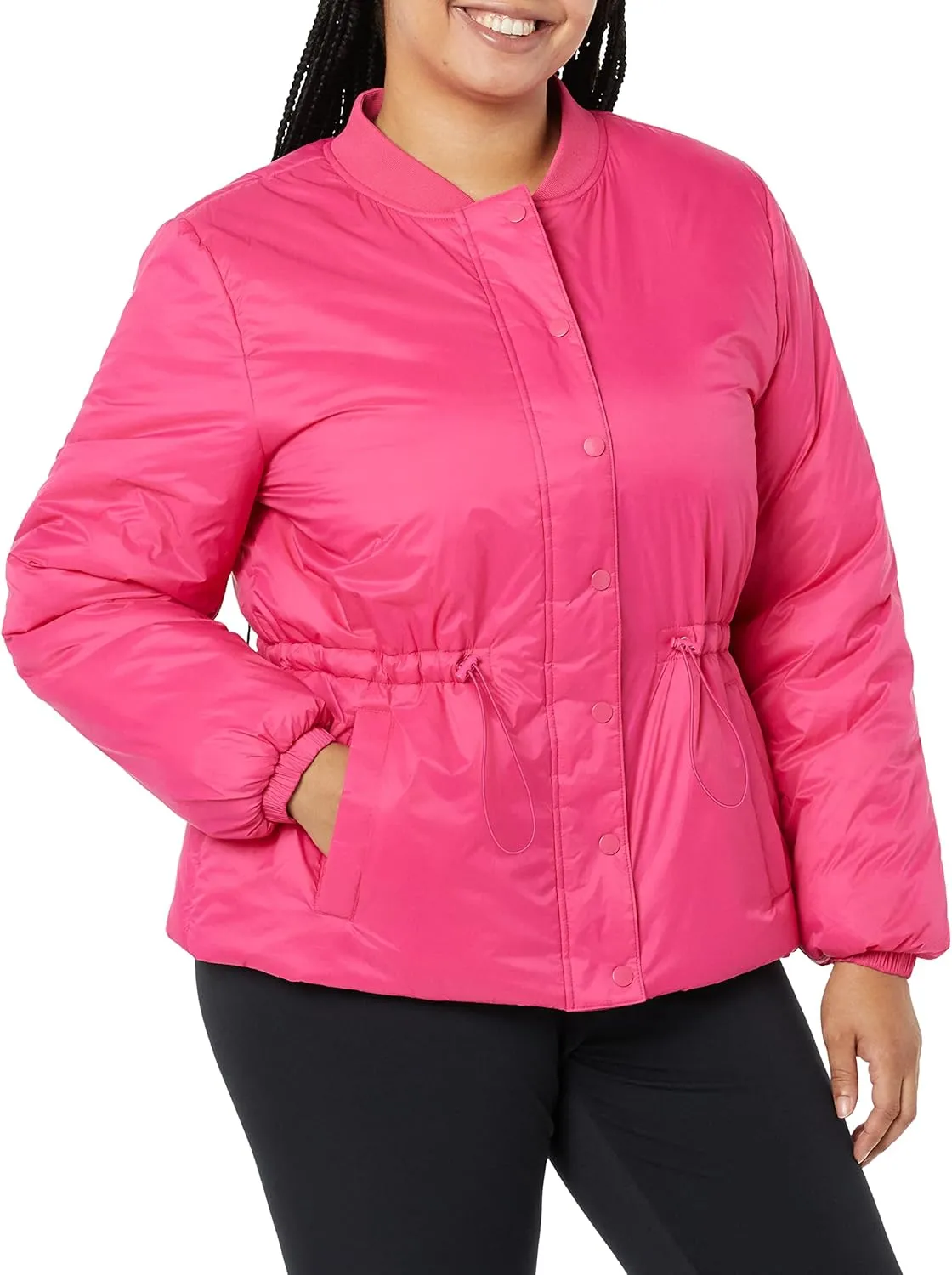 Amazon Essentials Women's Waist Padded Bomber Jacket