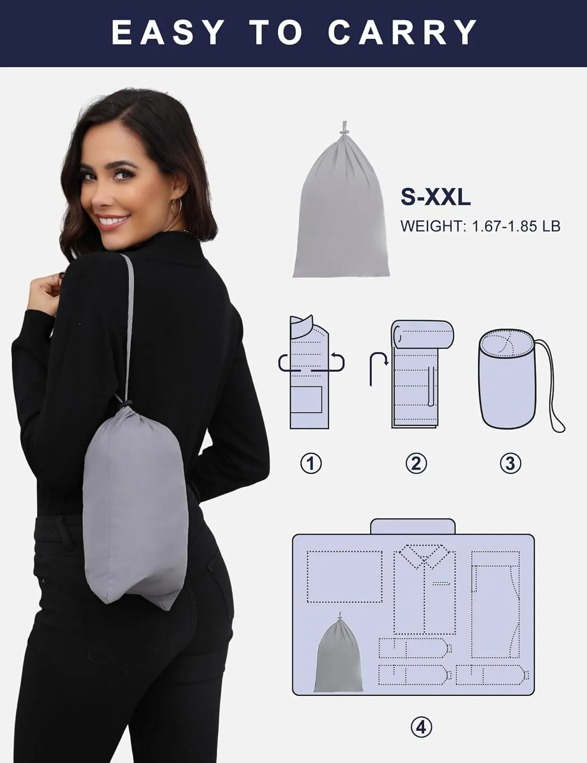 ANOTHER CHOICE Womens Packable Puffer Jacket, Lightweight Puffer Coat with Hood Winter Puffy Jacket for Women