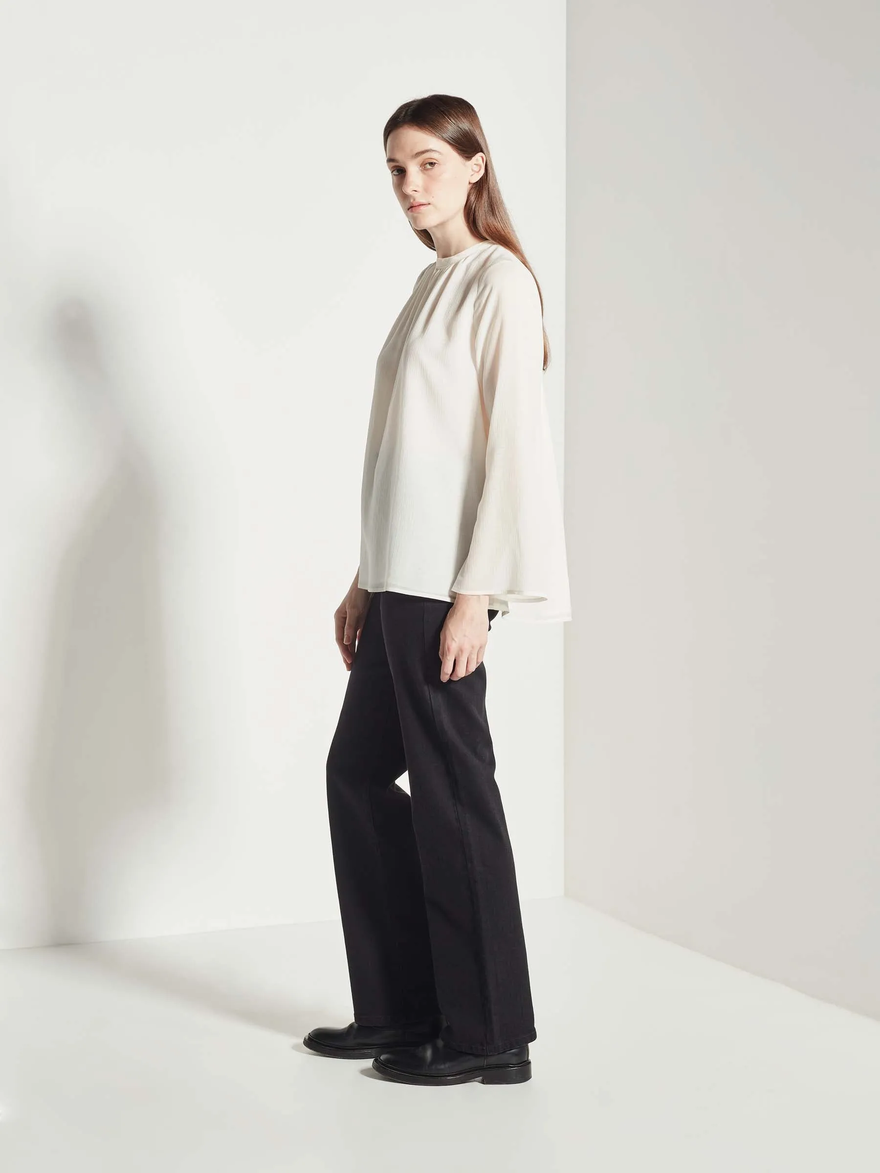 Arden Blouse - Crinkle Silk Cotton - Ivory