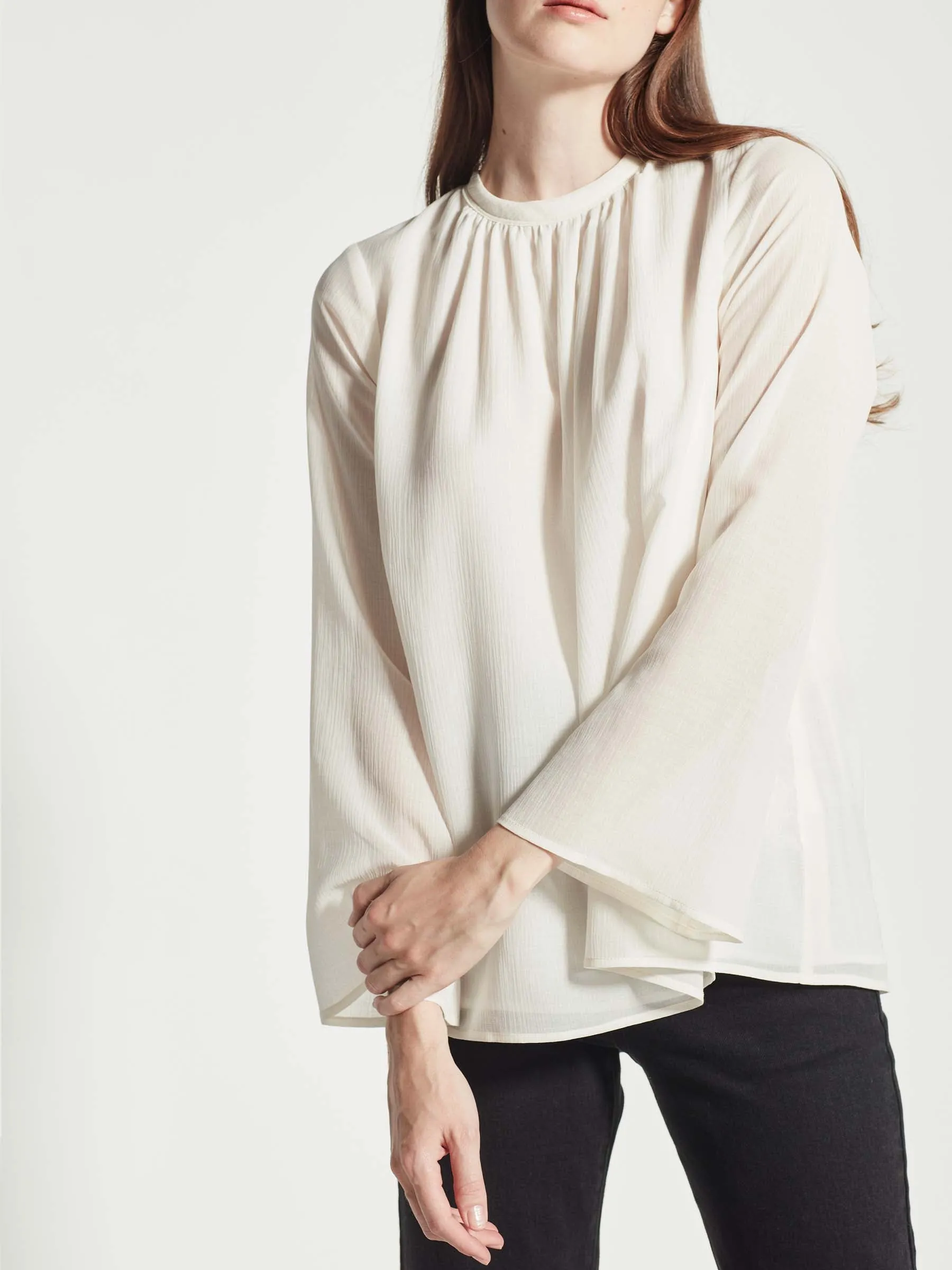Arden Blouse - Crinkle Silk Cotton - Ivory