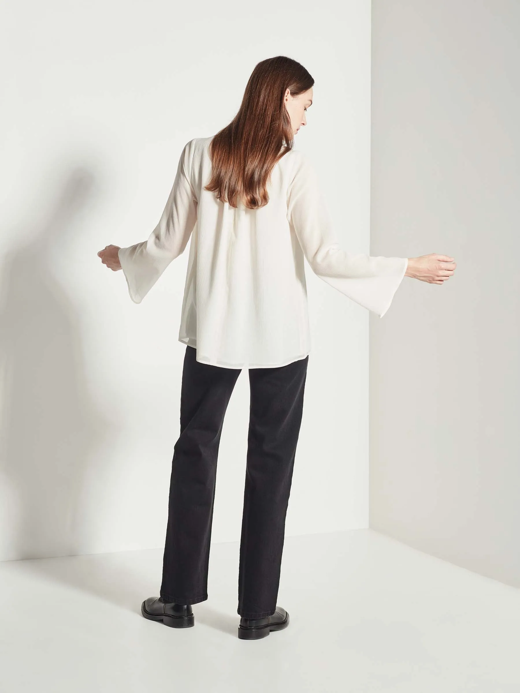 Arden Blouse - Crinkle Silk Cotton - Ivory
