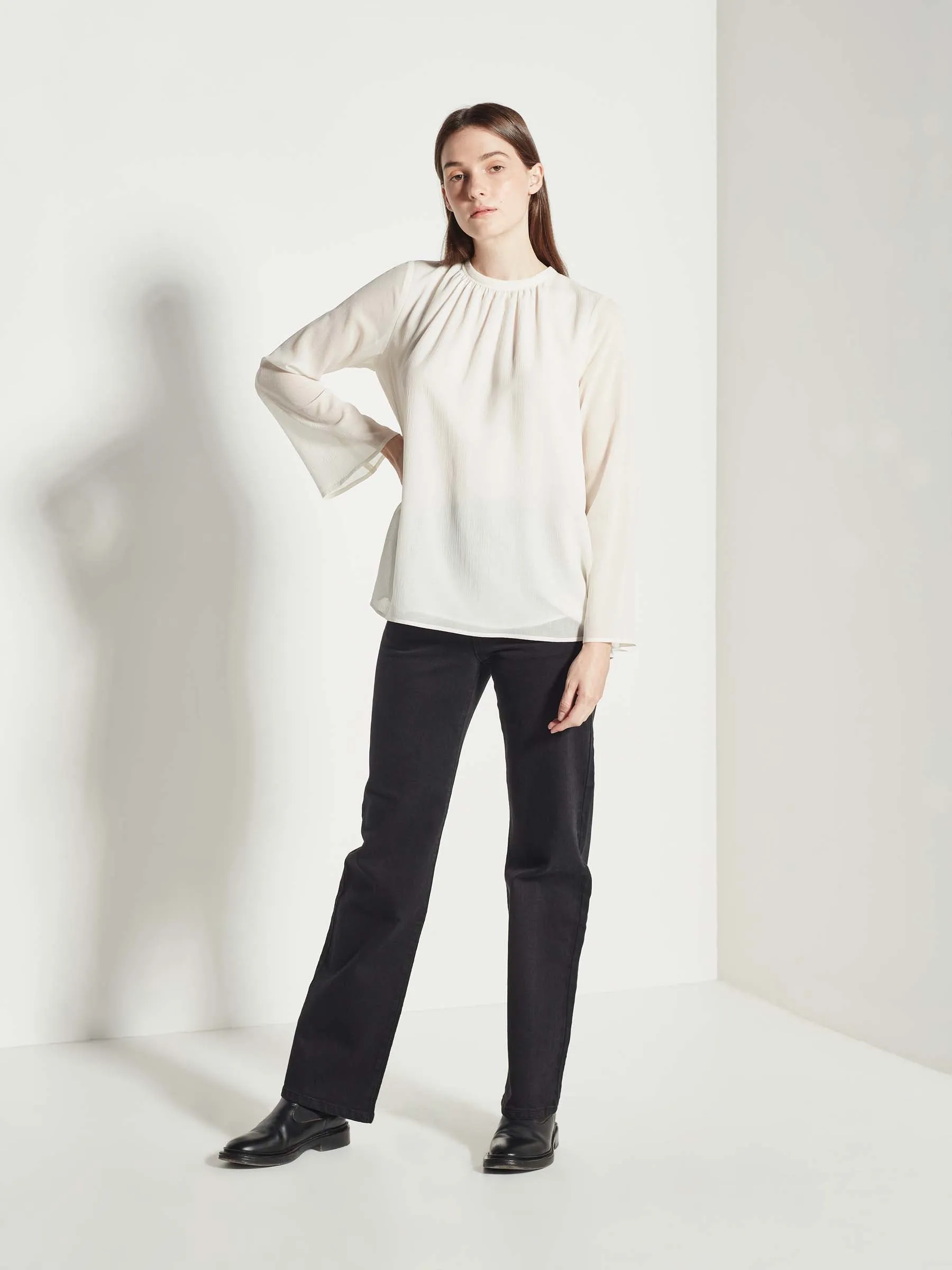 Arden Blouse - Crinkle Silk Cotton - Ivory