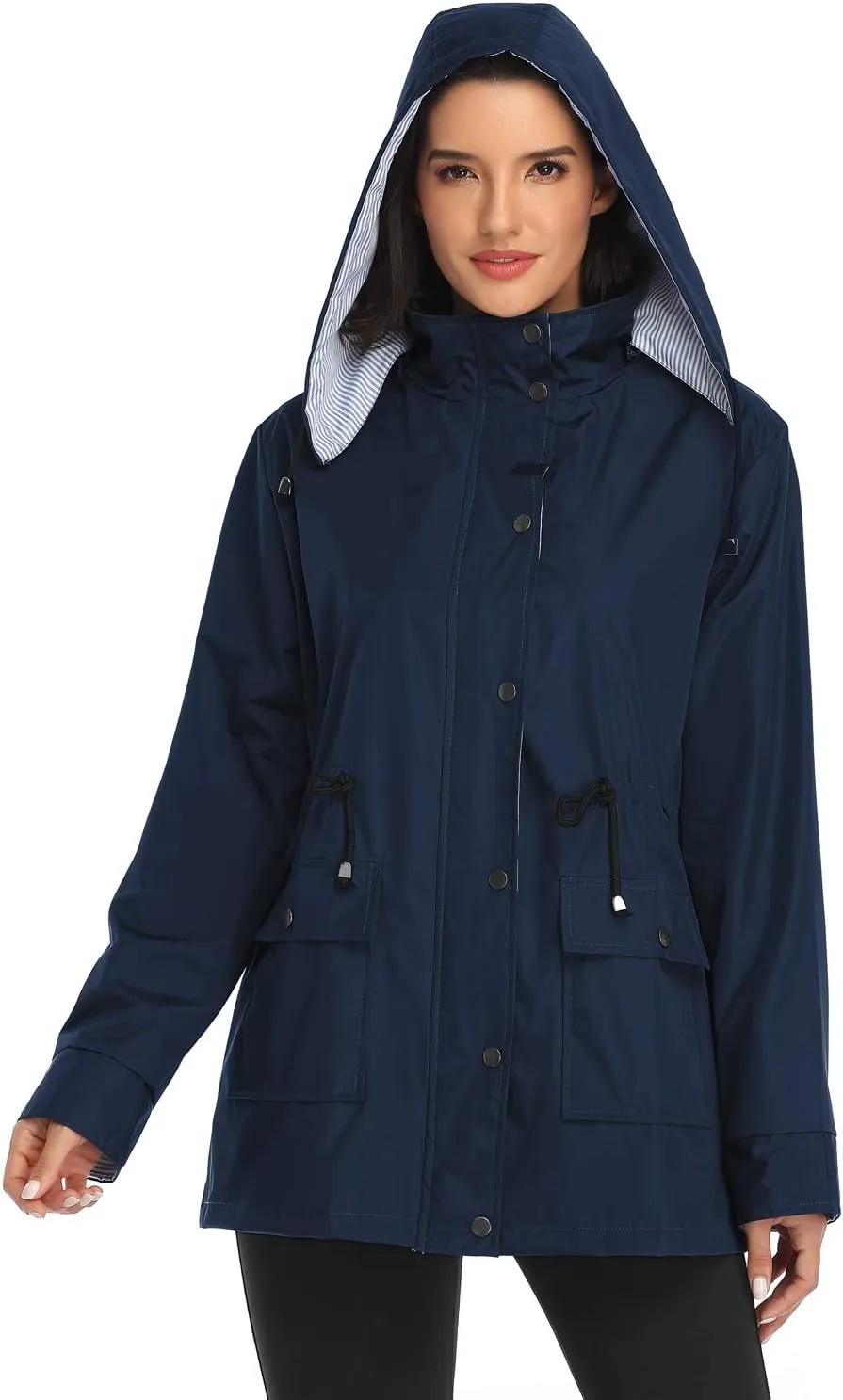 Arthas Women Light Rain Jacket Waterproof Active Outdoor Trench Raincoat with Hood Lightweight Plus Size for Girls