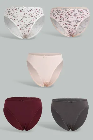 Assorted High Leg Briefs For Women (Pack of 5)