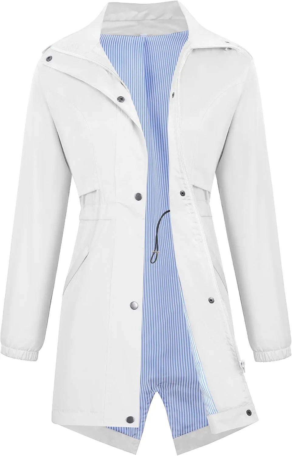 Avoogue Womens Raincoats Waterproof Cinch Waist Breathable All Weather Jacket Long