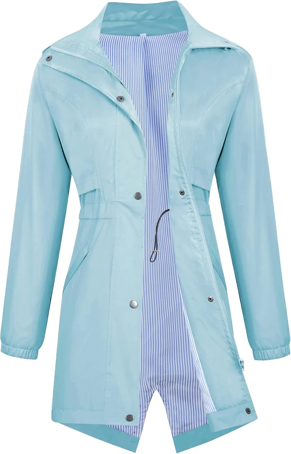 Avoogue Womens Raincoats Waterproof Cinch Waist Breathable All Weather Jacket Long