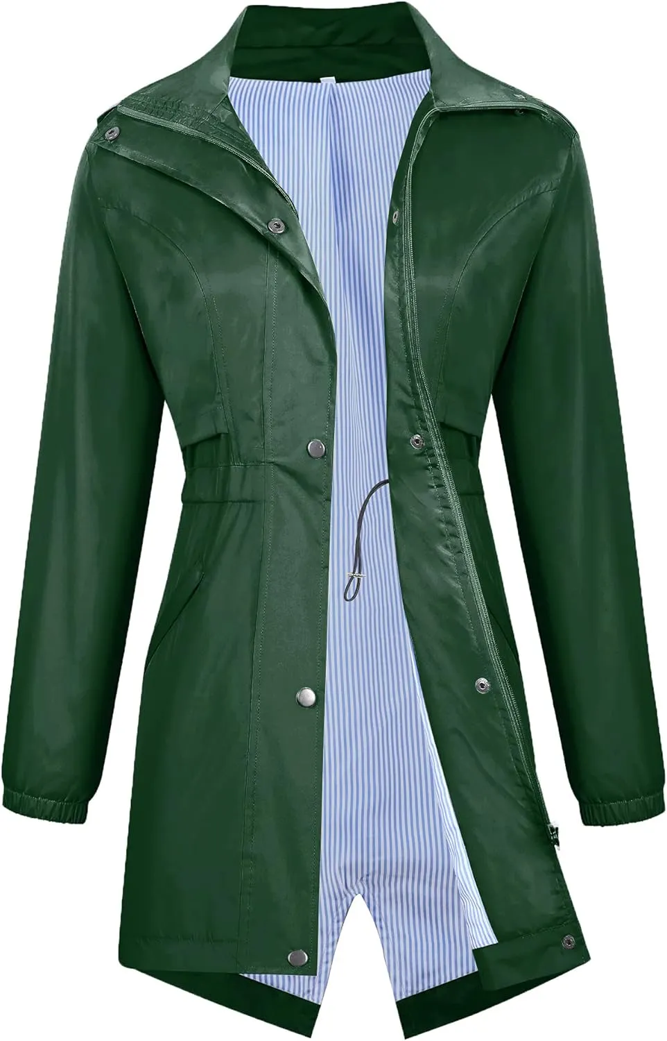 Avoogue Womens Raincoats Waterproof Cinch Waist Breathable All Weather Jacket Long