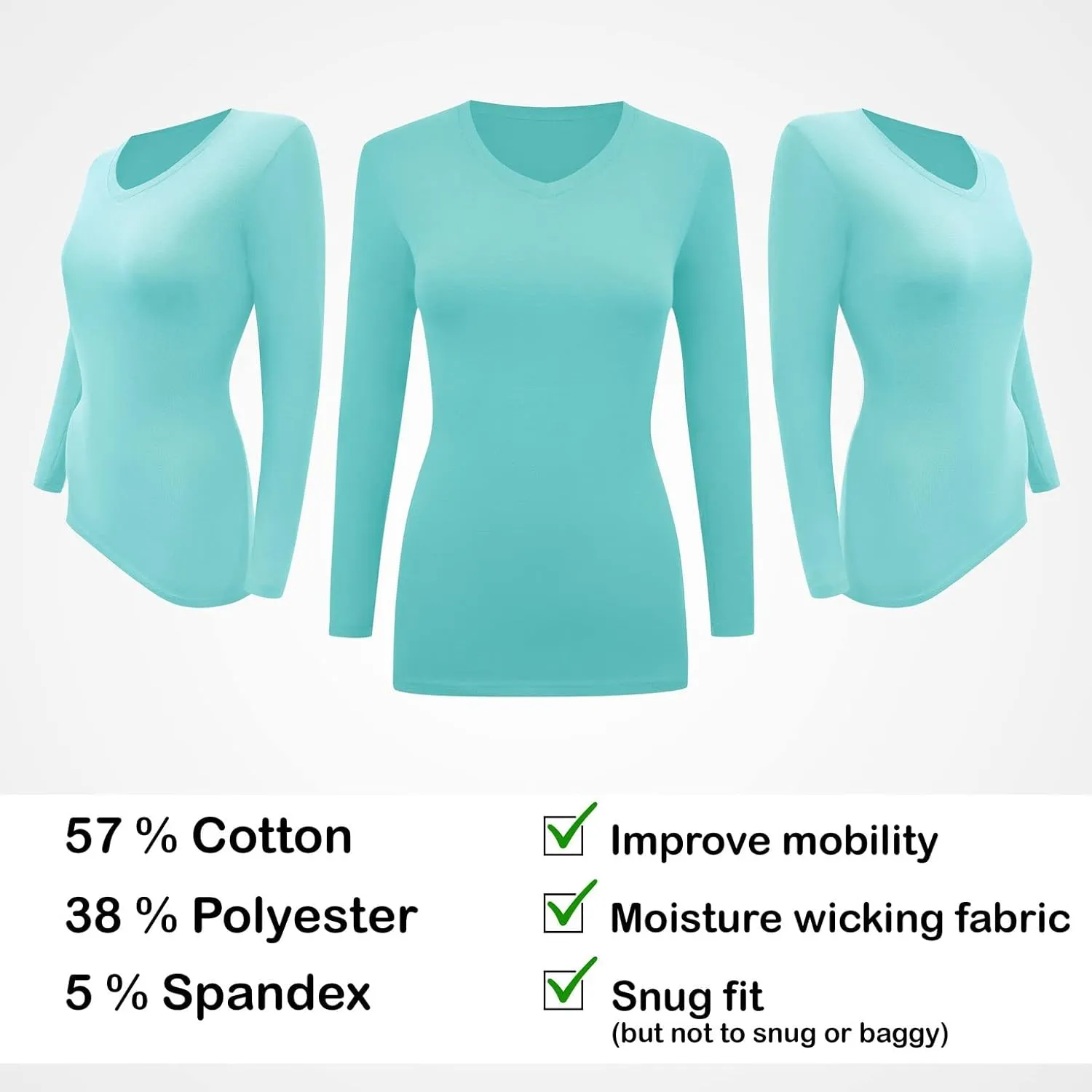 BaHoki Essentials Long Sleeve Undershirts for Scrubs - Great Stretch and Layering Piece - 3 Pack