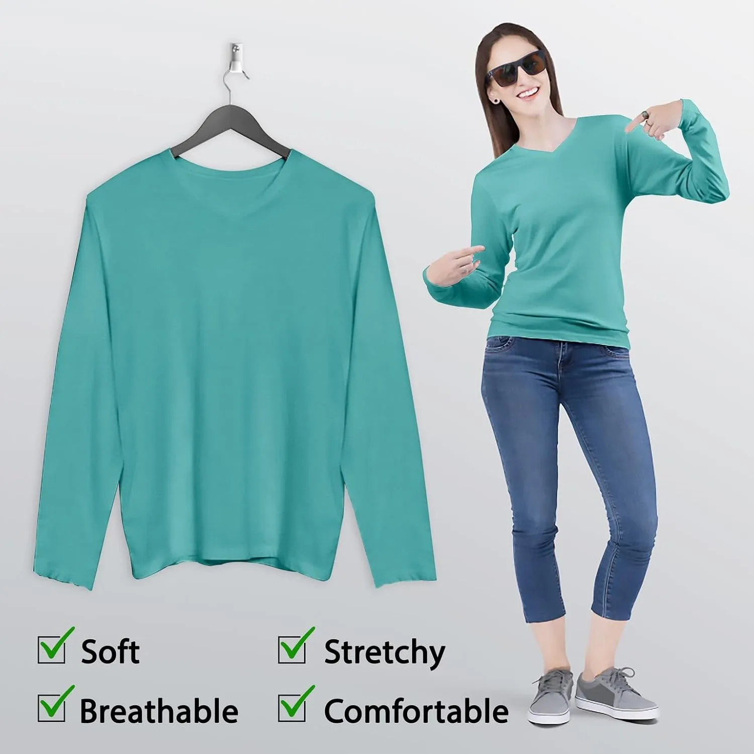 BaHoki Essentials Long Sleeve Undershirts for Scrubs - Great Stretch and Layering Piece - 3 Pack